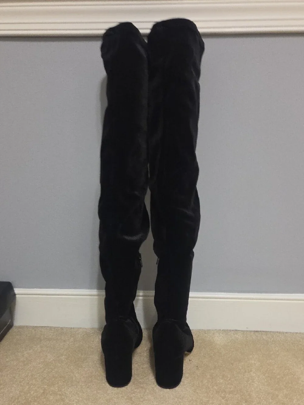 INC International Concepts Black Velvet Over-the-Knee Block Heel Boots